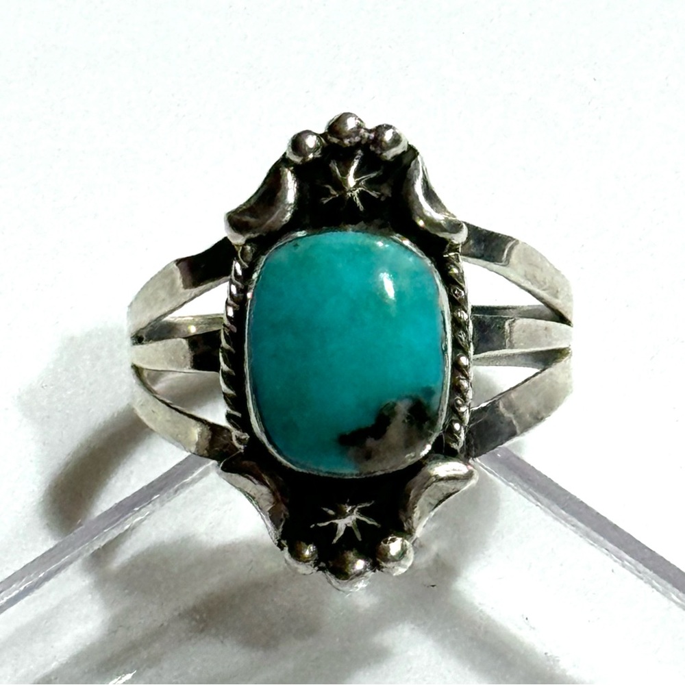 Navajo, Vintage “Morenci” Turquoise Sterling Silver Ring